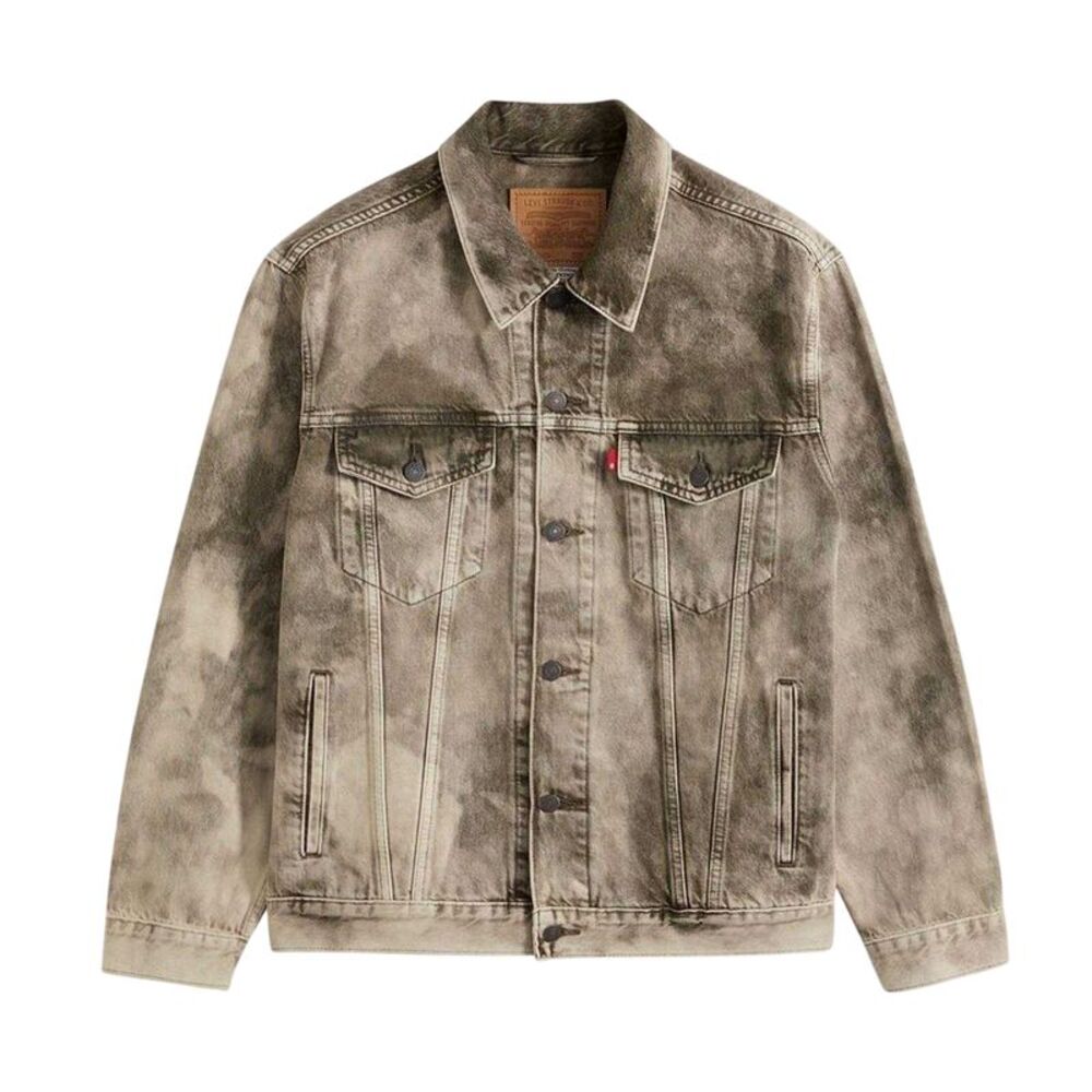 Levis Mens Camo Denim Relaxed Fit Trucker Jacket / Green